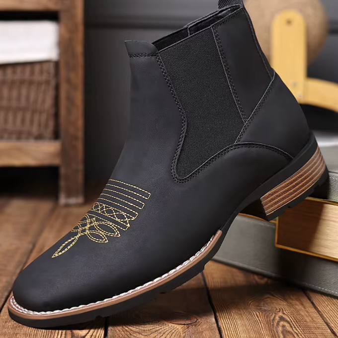 Men's Western Embroidered Chelsea Boots