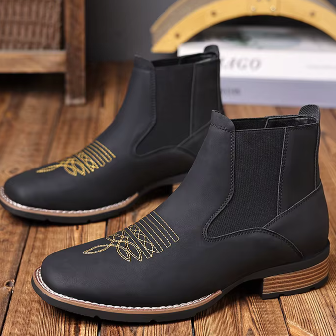 Men's Western Embroidered Chelsea Boots