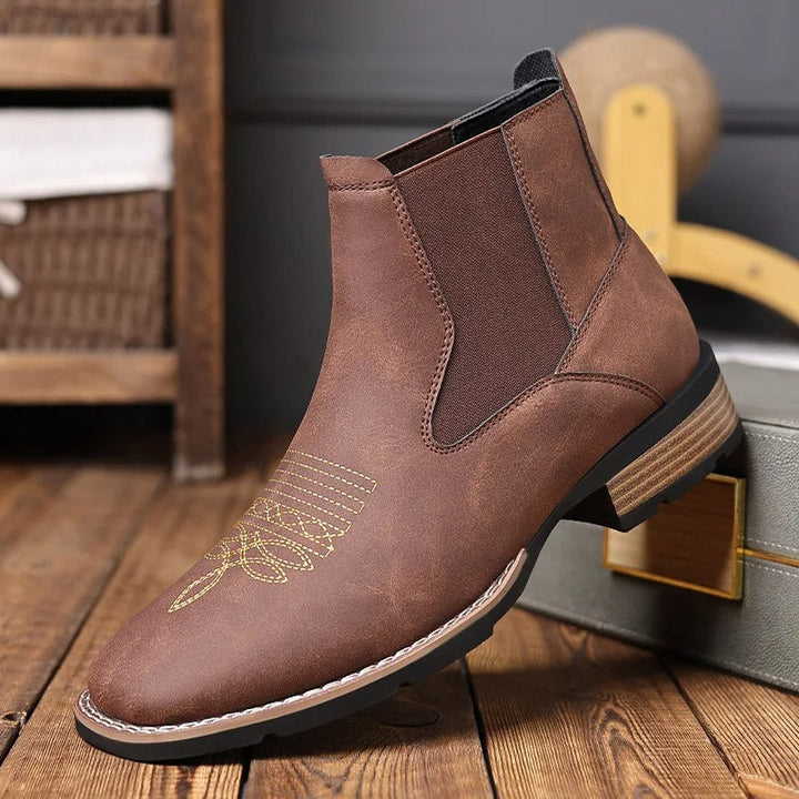 Men's Western Embroidered Chelsea Boots