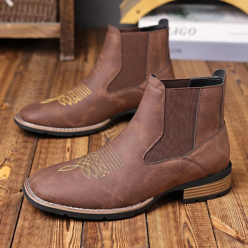 Men's Western Embroidered Chelsea Boots