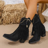 Women's Western Studded Fringe Ankle Boots