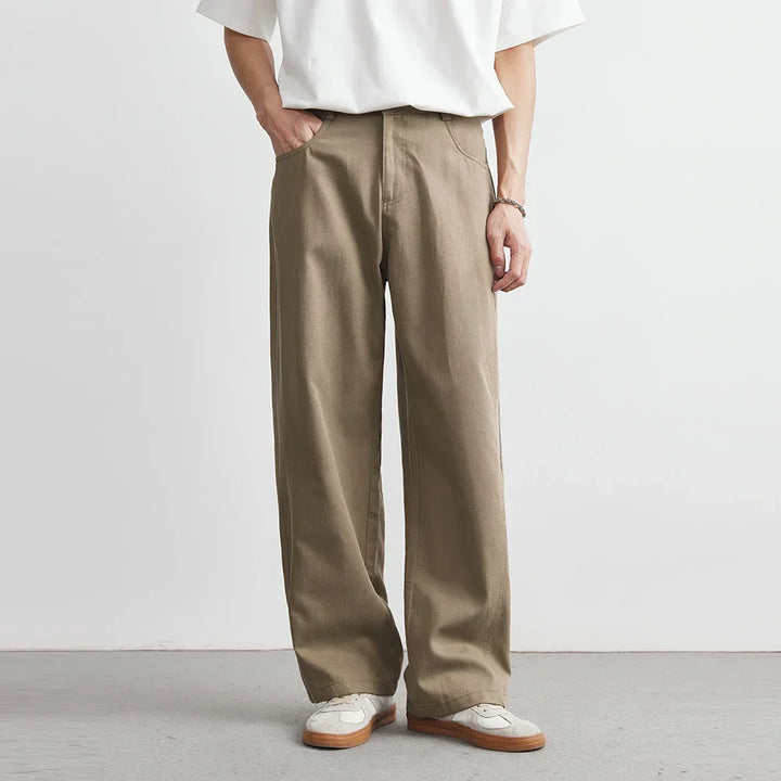Men's Wide-Leg Flat-Front Trousers