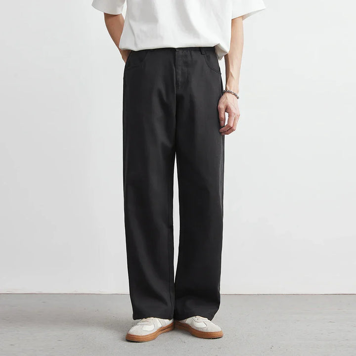 Men's Wide-Leg Flat-Front Trousers