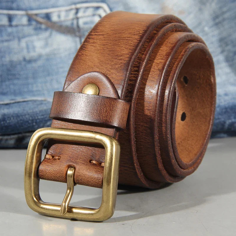 Men's Wide Western Belt with Square Pin Buckle