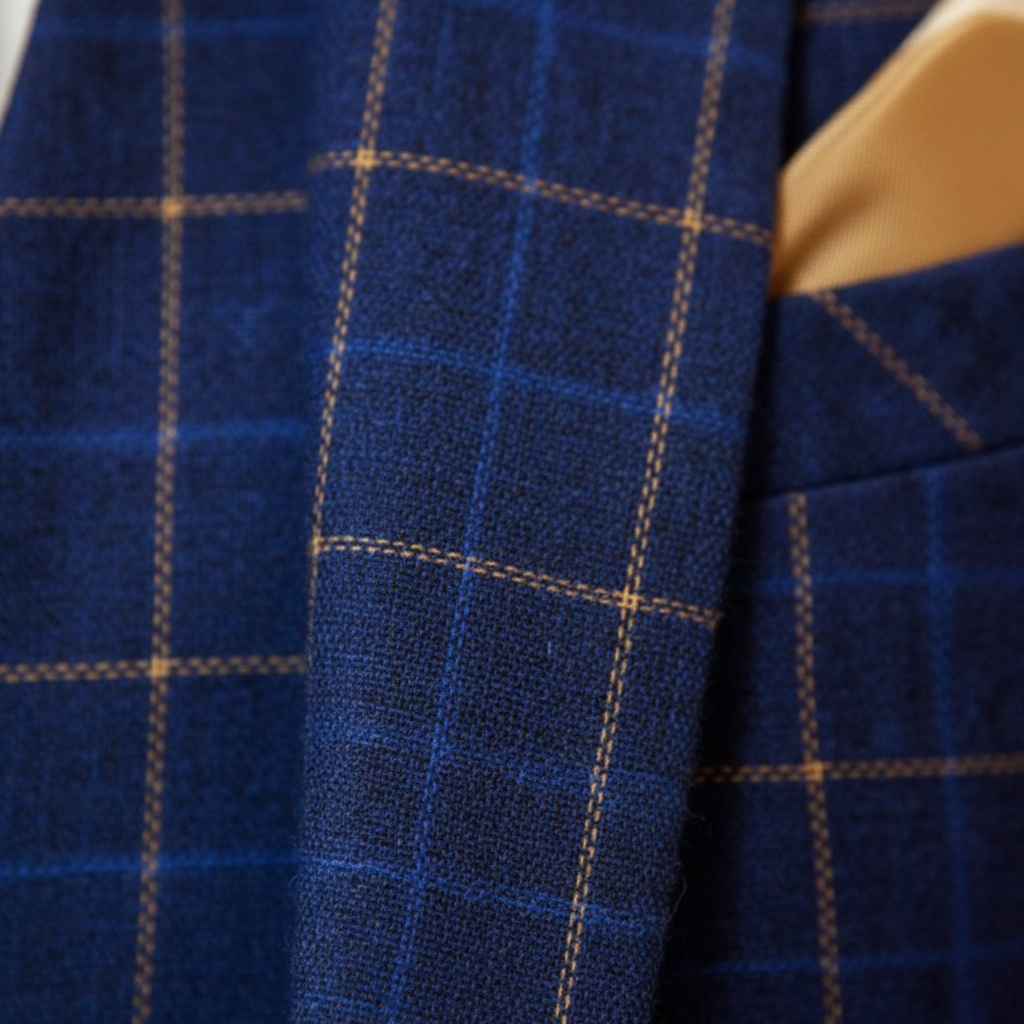 Men's Windowpane Notch Lapel Three-Piece Suit