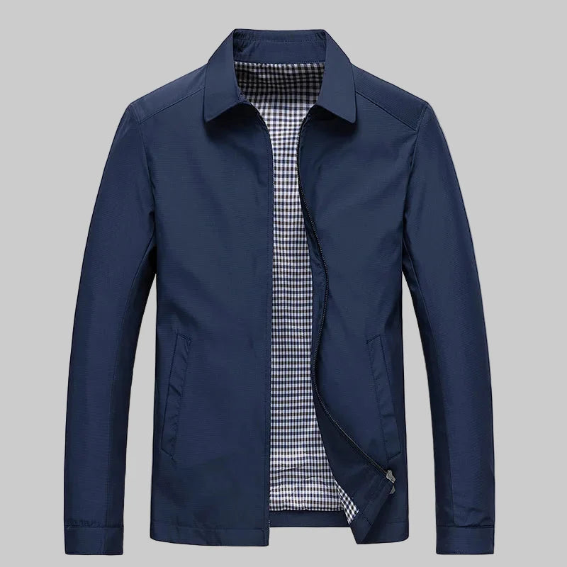 Men's Zip-Front Jacket with Check Lining