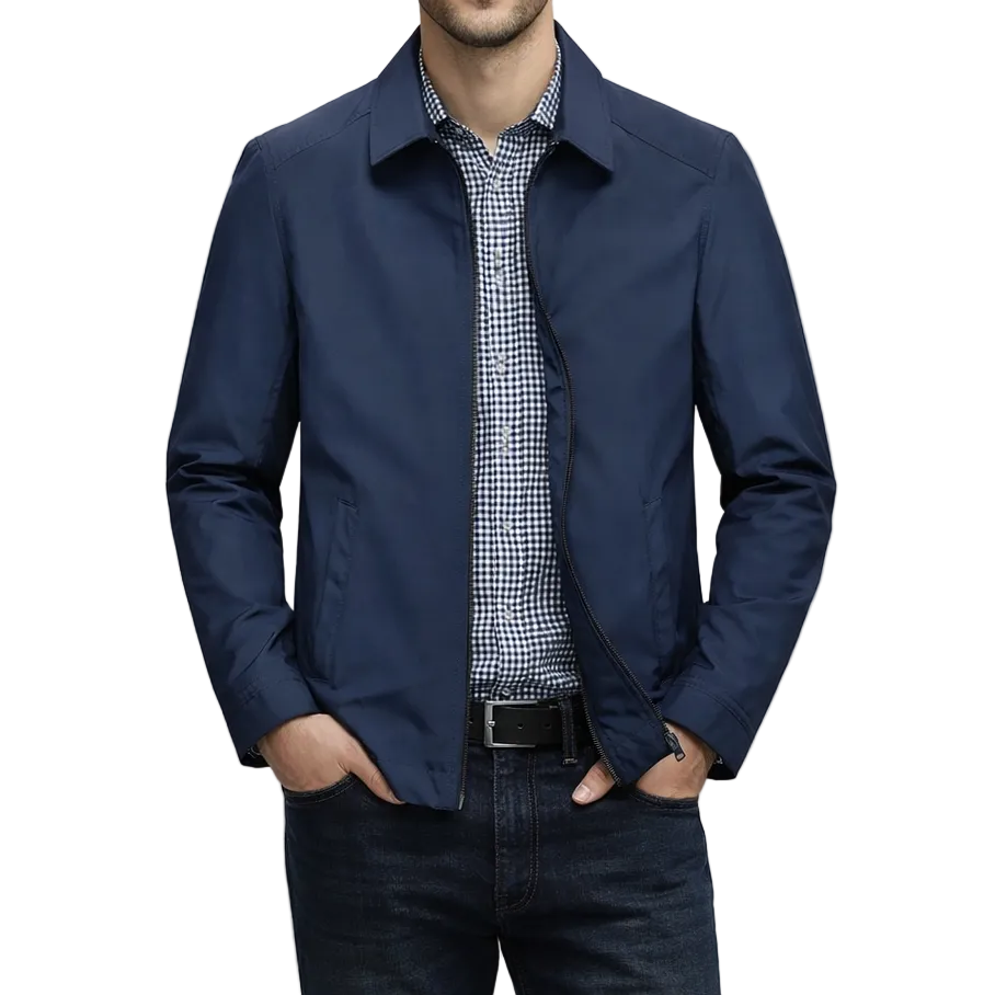 Men's Zip-Front Jacket with Check Lining