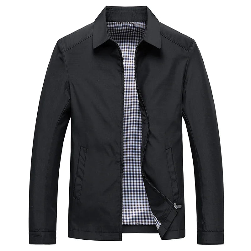 Men's Zip-Front Jacket with Check Lining
