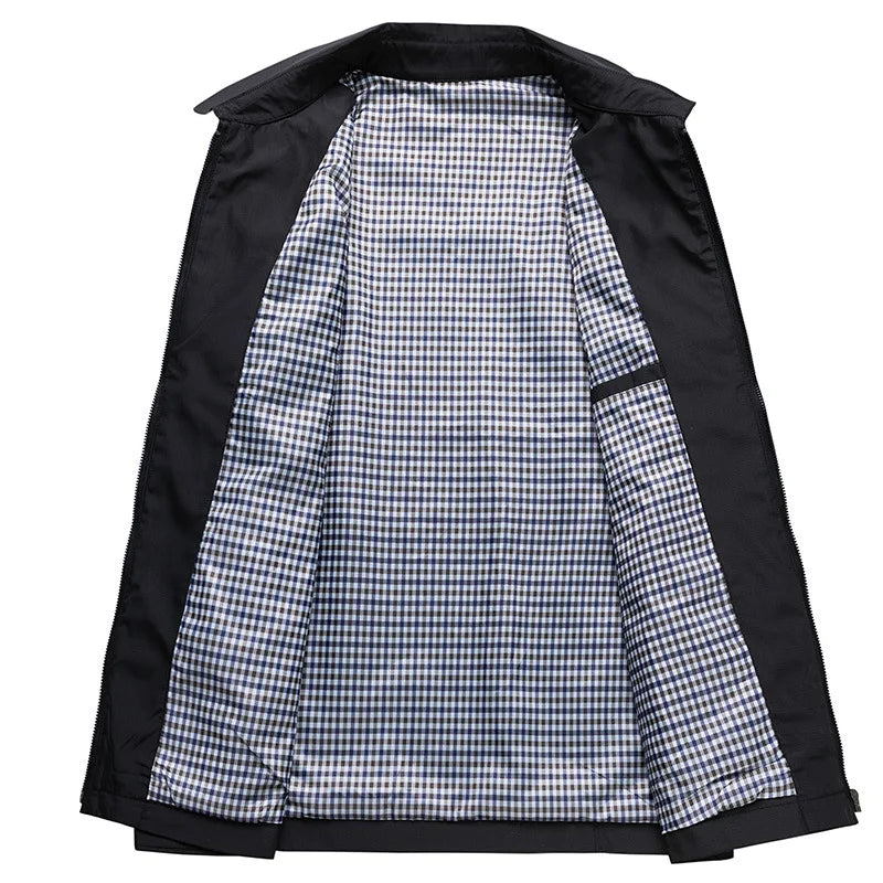 Men's Zip-Front Jacket with Check Lining