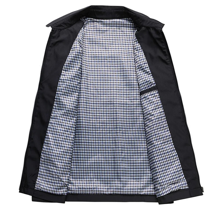 Men's Zip-Front Jacket with Check Lining