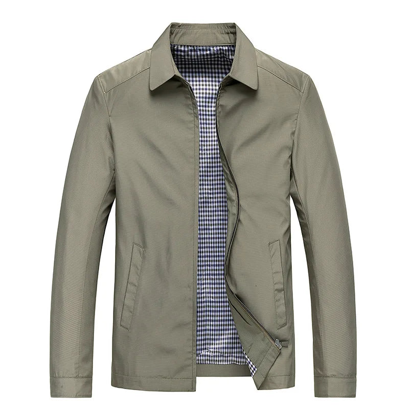Men's Zip-Front Jacket with Check Lining