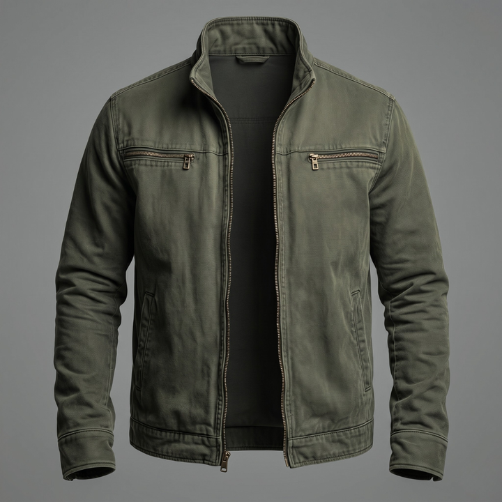 Men's Zip-Front Stand Collar Utility Jacket