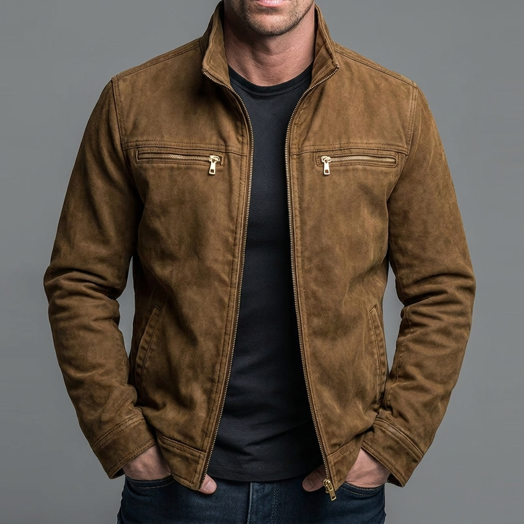 Men's Zip-Front Stand Collar Utility Jacket
