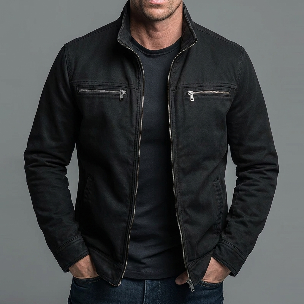 Men's Zip-Front Stand Collar Utility Jacket