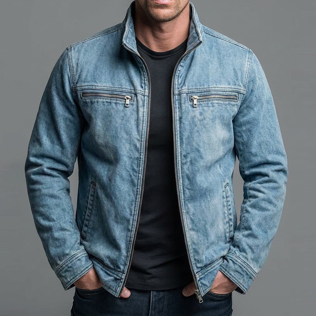 Men's Zip-Front Stand Collar Utility Jacket