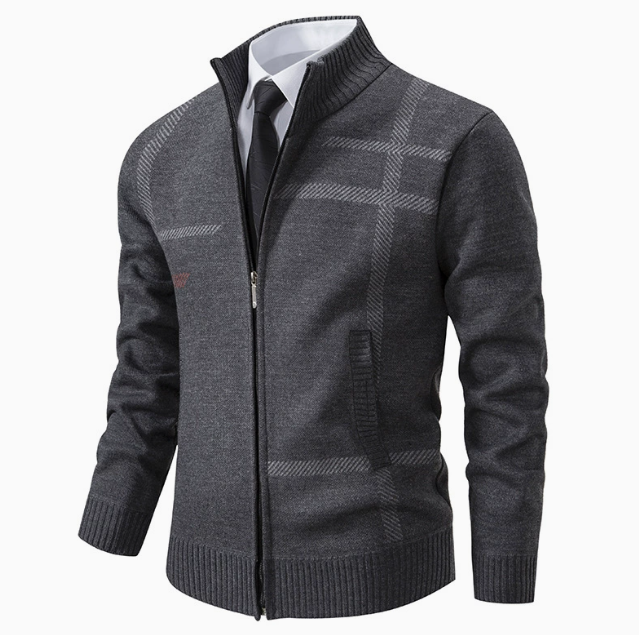 Men's Zip-Front Textured Knit Cardigan