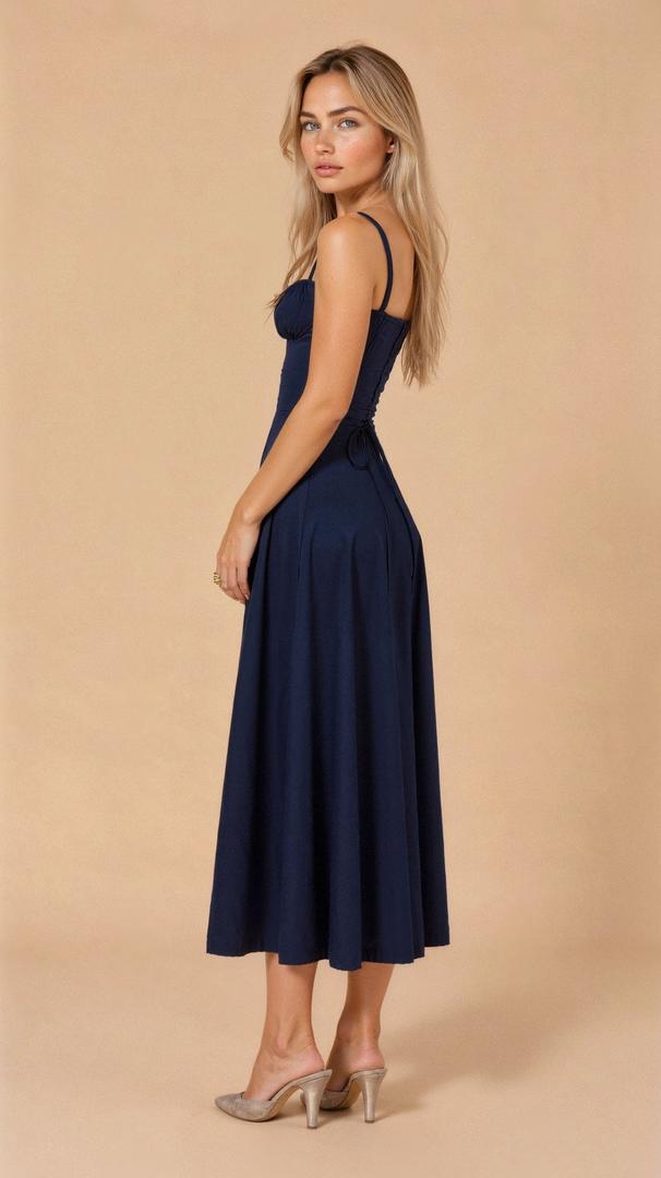 Blomstret Corset Midikjole med Slids