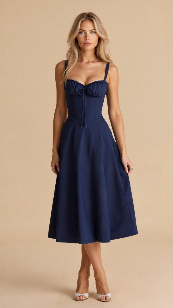 Blomstret Corset Midikjole med Slids