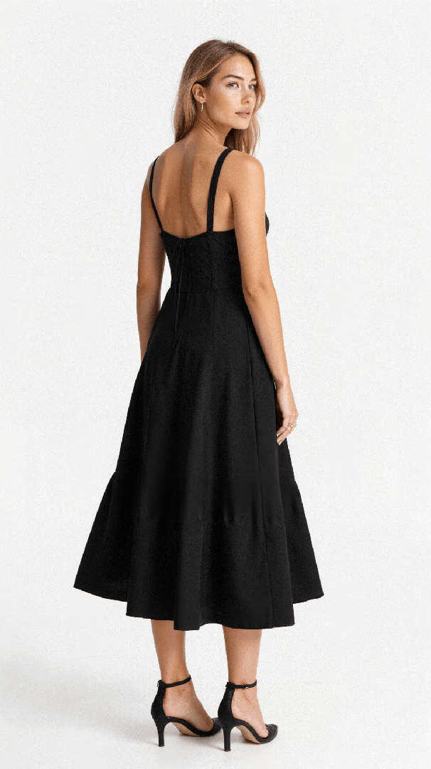 Blomstret Corset Midikjole med Slids