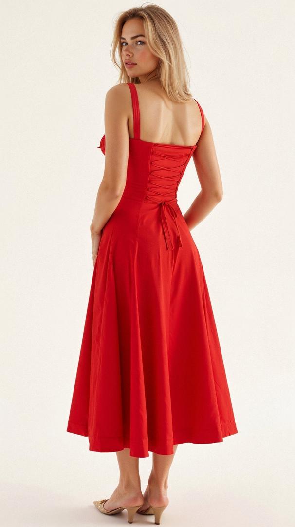 Blomstret Corset Midikjole med Slids