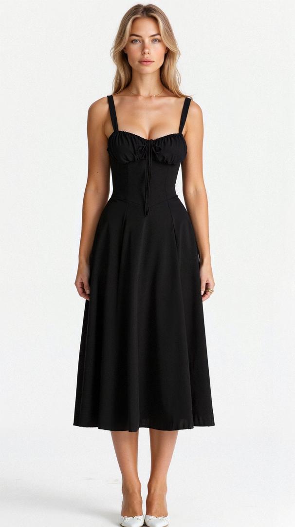 Blomstret Corset Midikjole med Slids