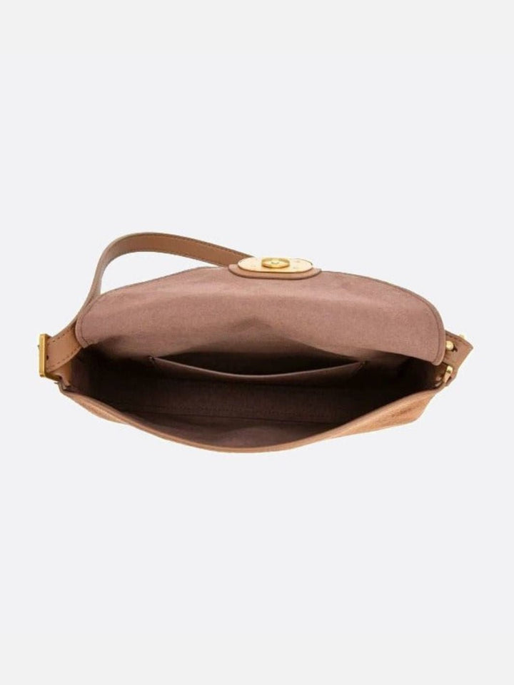 Saddle Taske I Ruskindslook med Guldlås