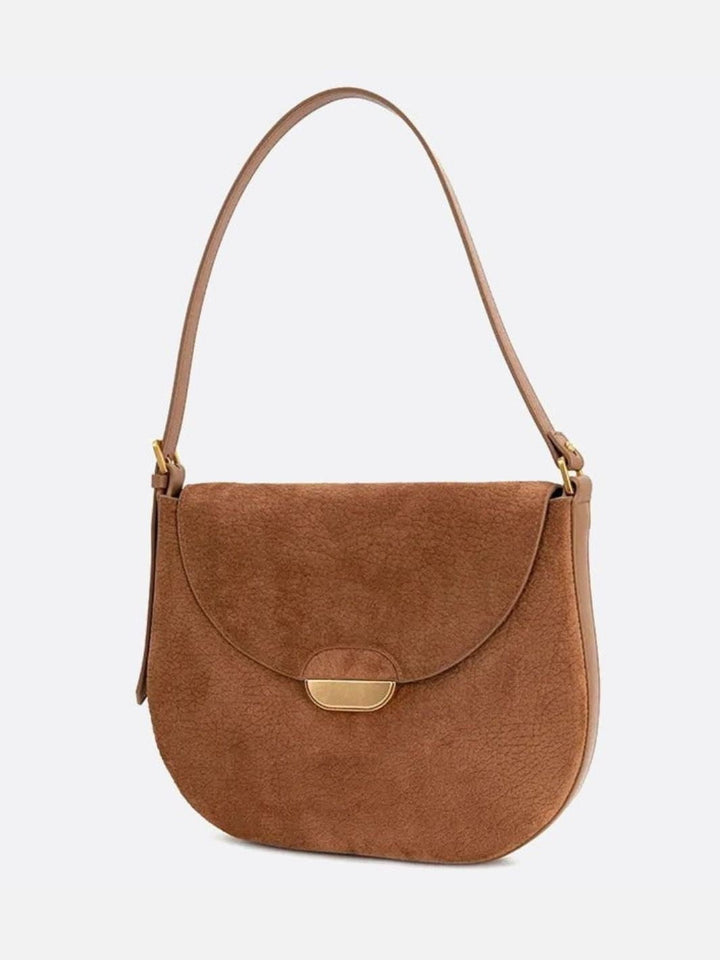 Saddle Taske I Ruskindslook med Guldlås