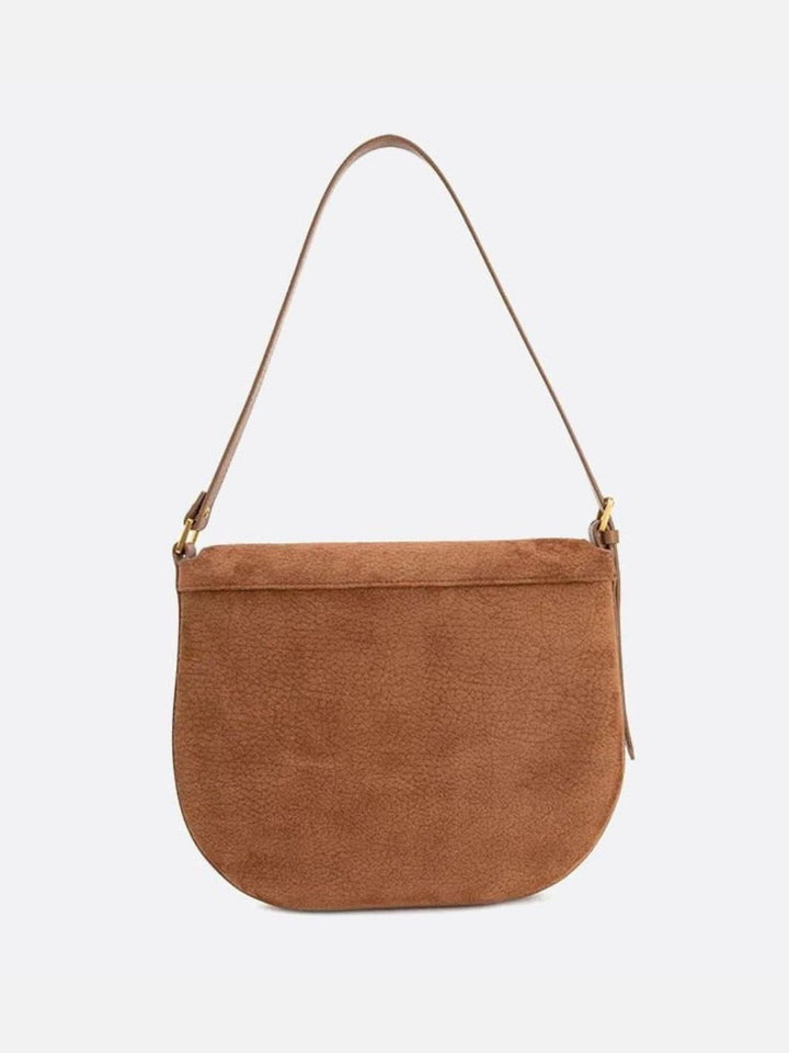 Saddle Taske I Ruskindslook med Guldlås