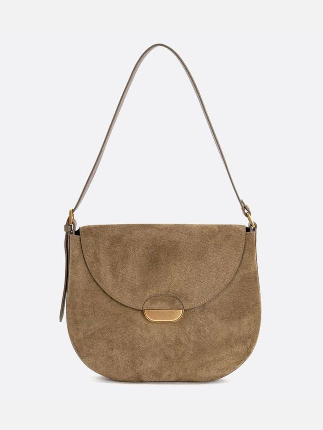 Saddle Taske I Ruskindslook med Guldlås