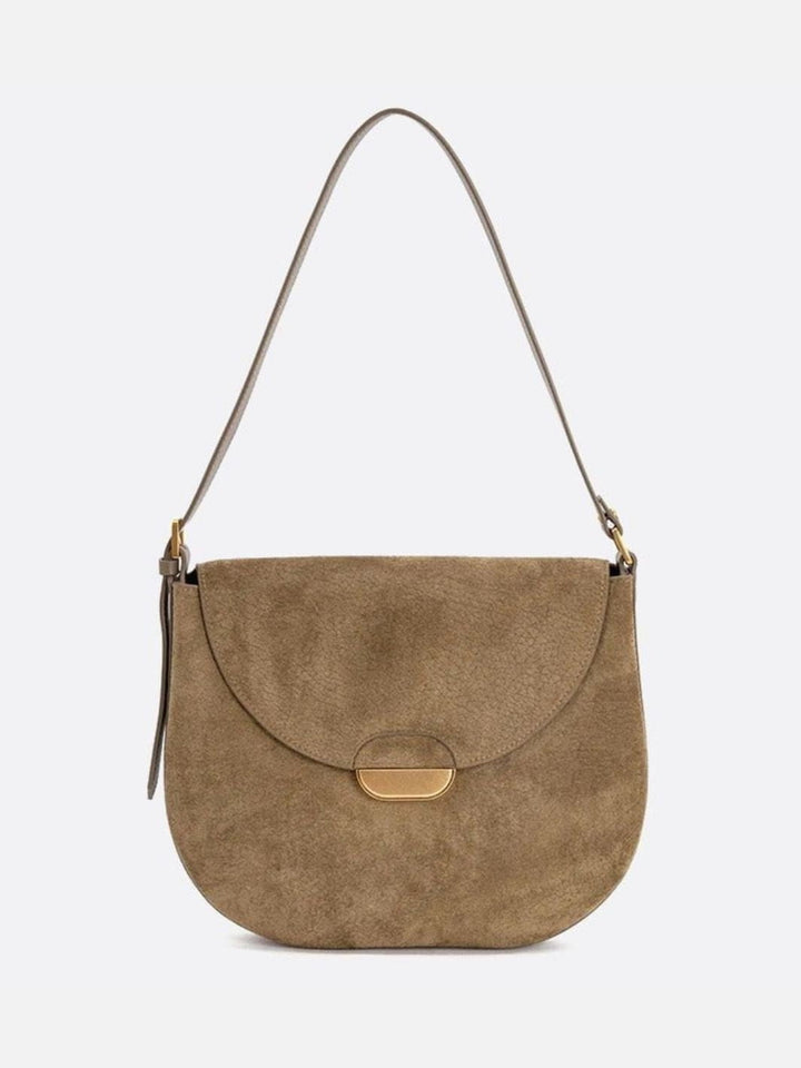 Saddle Taske I Ruskindslook med Guldlås