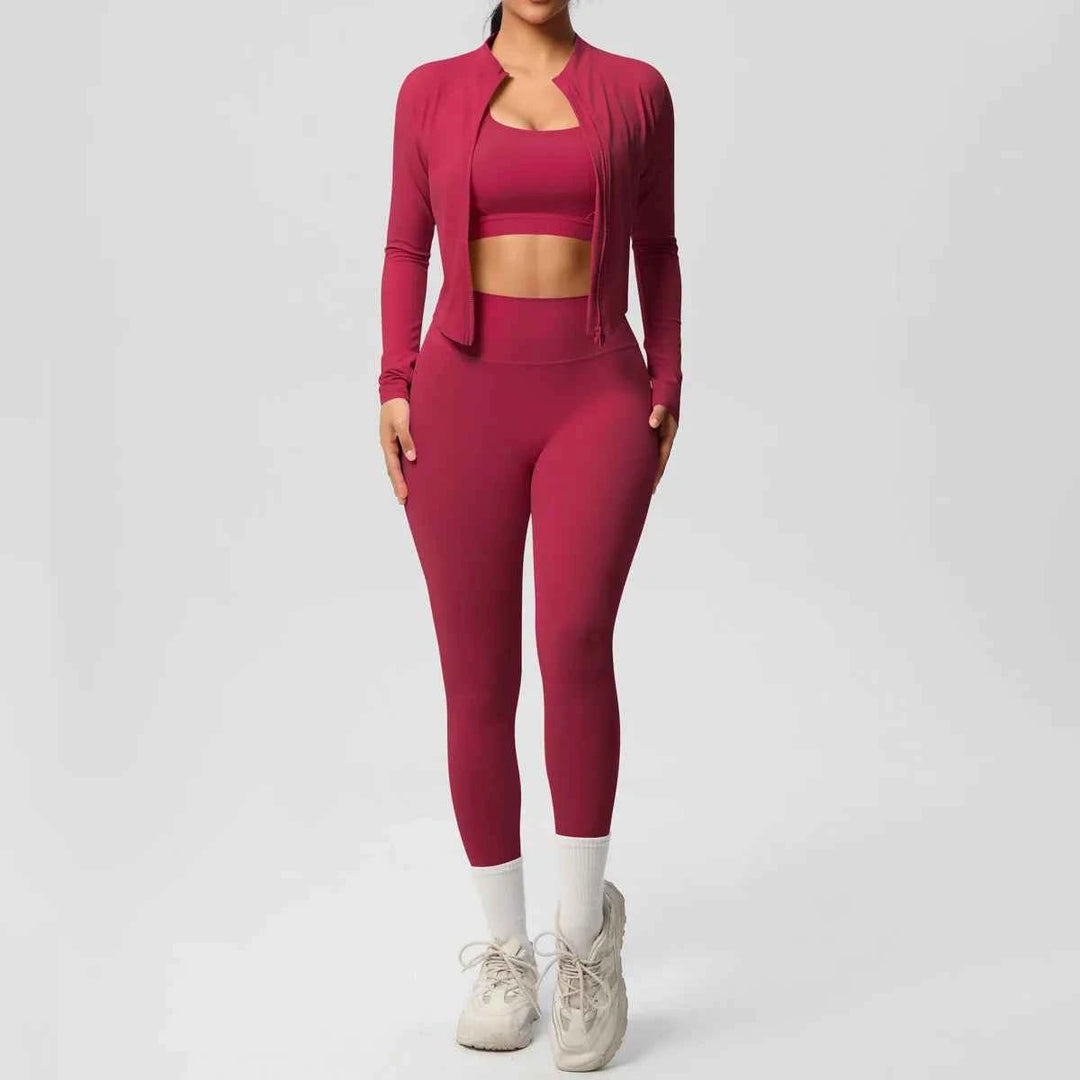Women's 3-Piece Zip-Up Gym Set