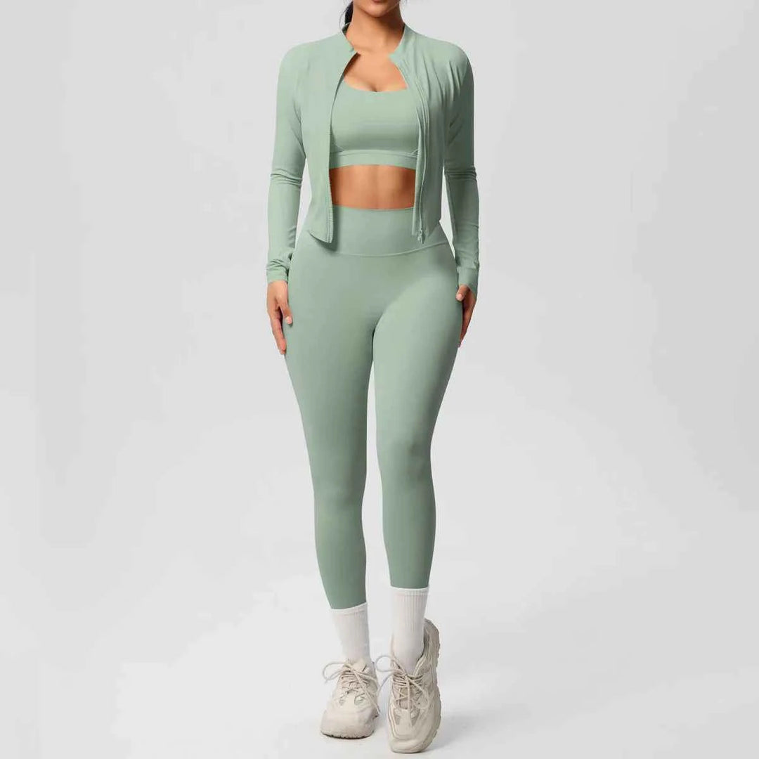 Women's 3-Piece Zip-Up Gym Set