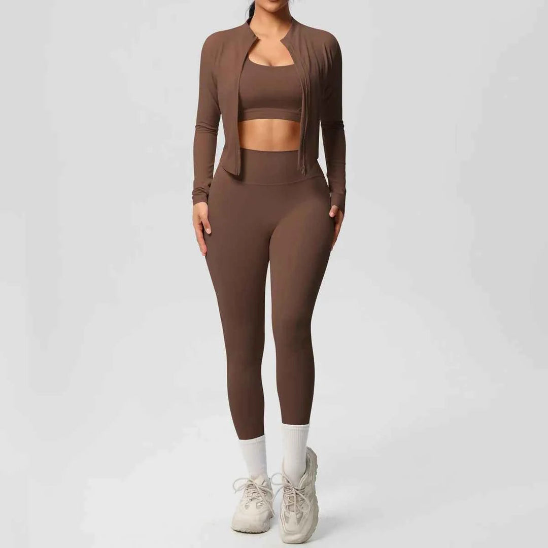 Women's 3-Piece Zip-Up Gym Set