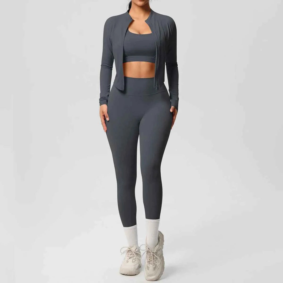 Women's 3-Piece Zip-Up Gym Set