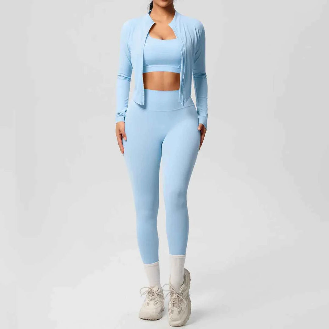 Women's 3-Piece Zip-Up Gym Set