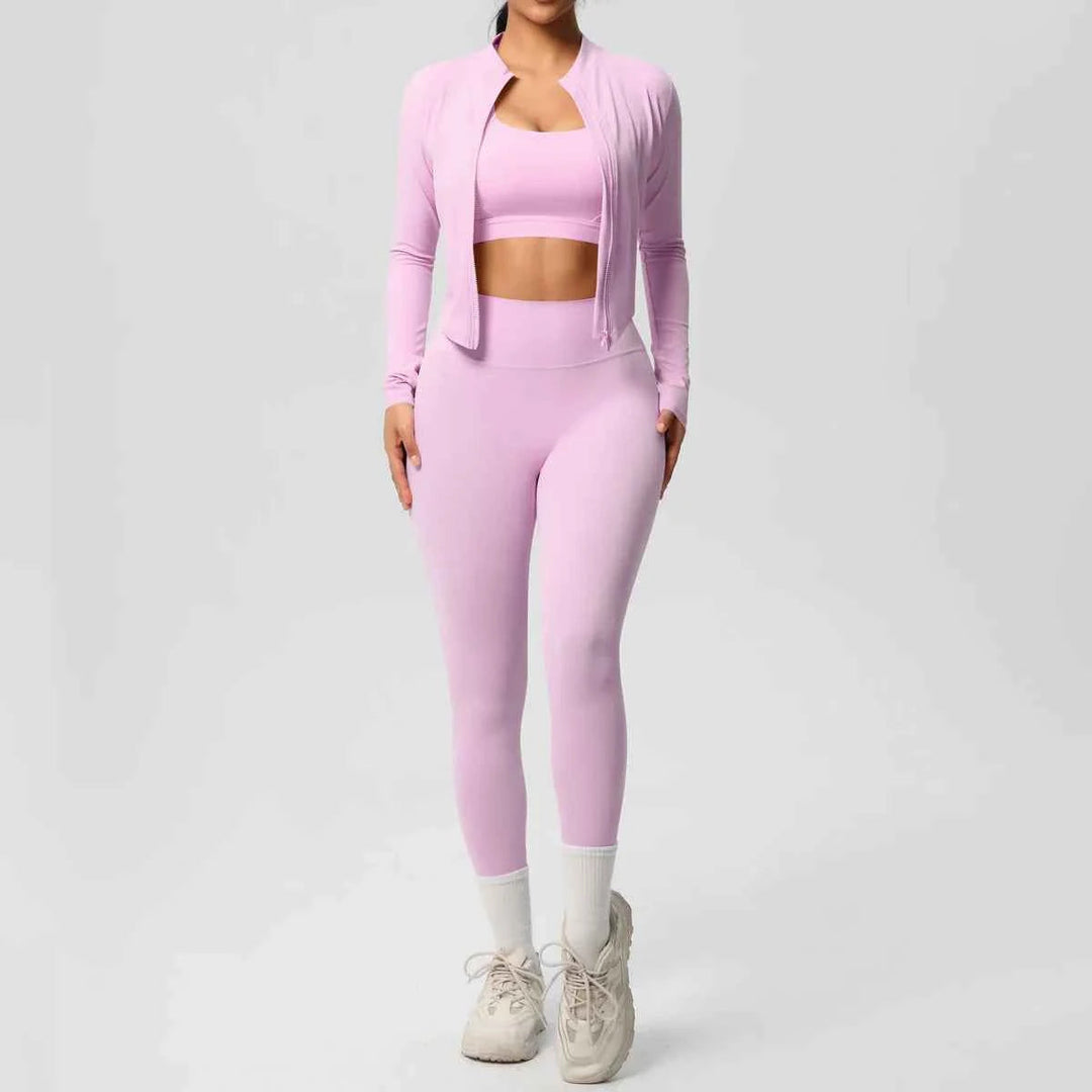Women's 3-Piece Zip-Up Gym Set