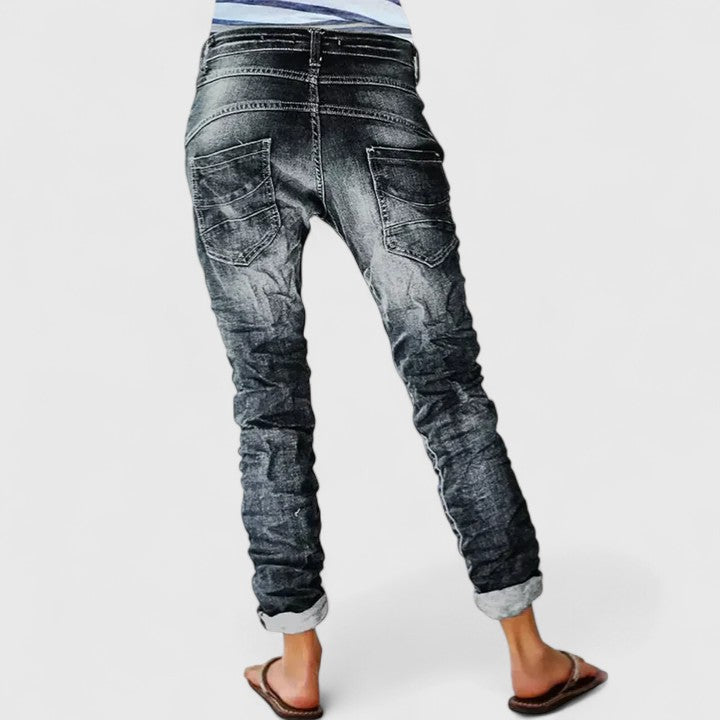 Women's Acid Wash Contrast-Stitch Skinny Jeans
