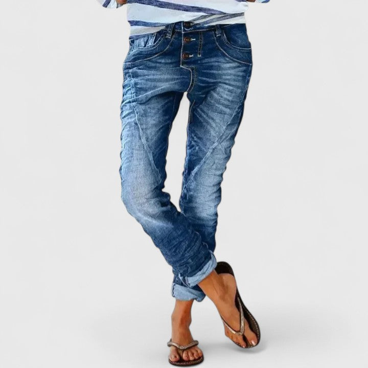 Women's Acid Wash Contrast-Stitch Skinny Jeans