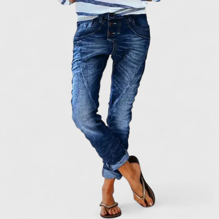Women's Acid Wash Contrast-Stitch Skinny Jeans