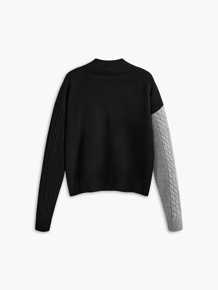 Women's Asymmetric Cable Knit Mock-Neck Sweater