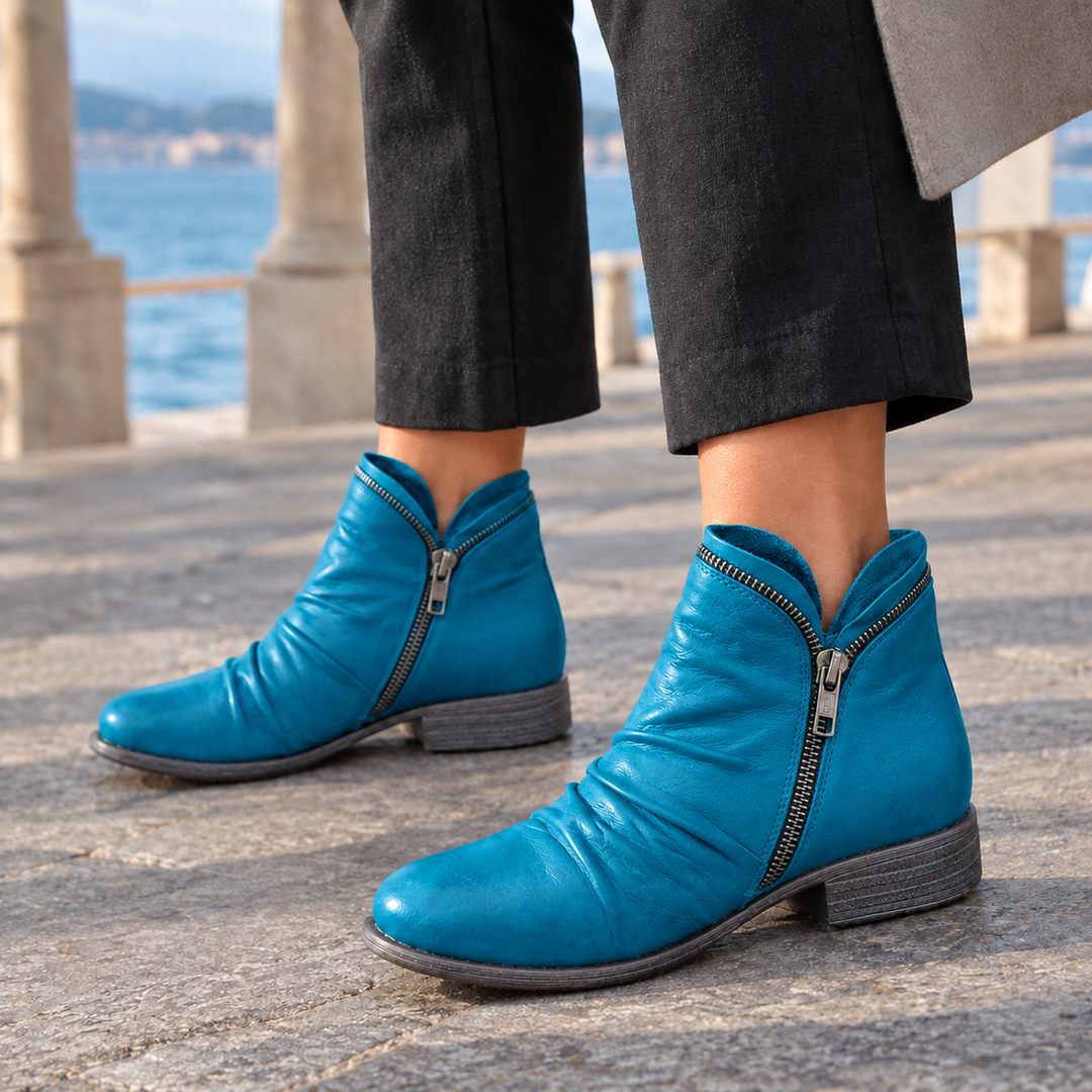 Women's Asymmetric Zip Ankle Boots