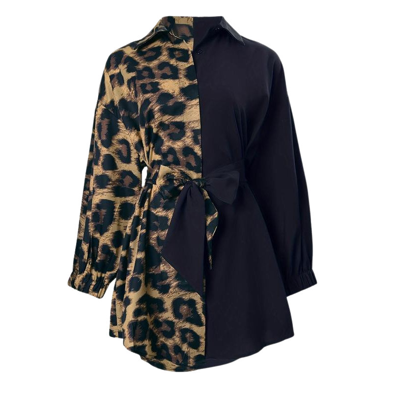 Women's Asymmetrical Split Dress with Button Detail