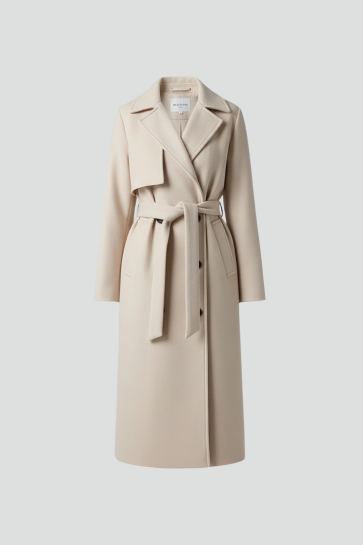 Women's Belted Double-Breasted Long Coat