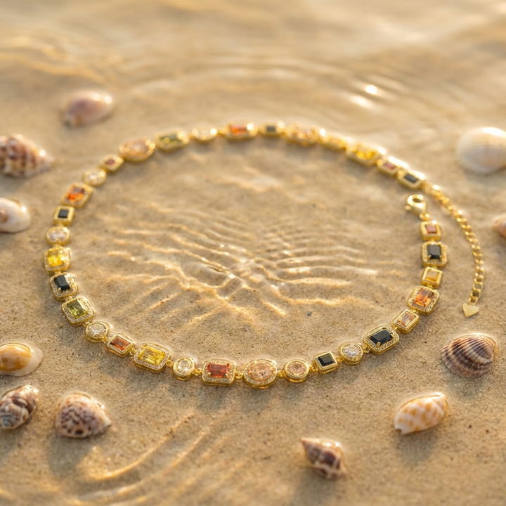Women's Bezel-Set Gemstone Necklace