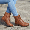Women's Quilted Lace-Up Ankle Boots with Side Zip