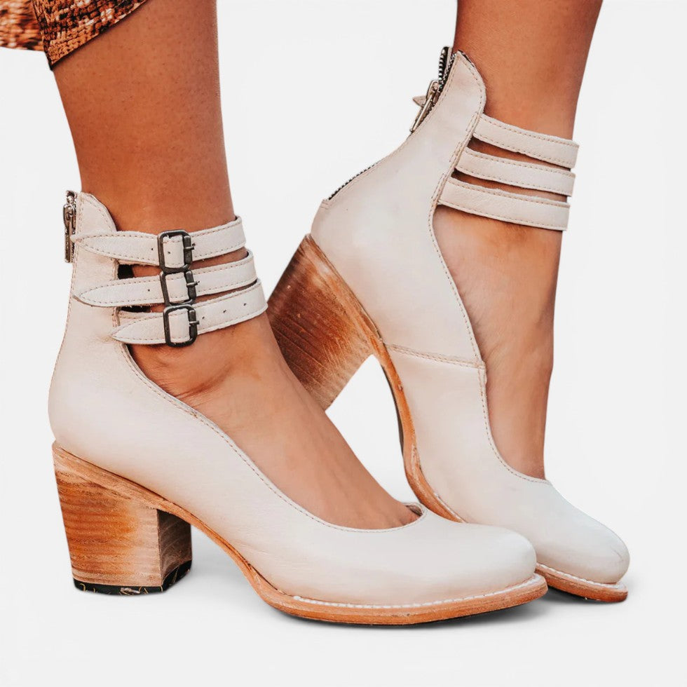 Women's Block Heel Buckle Strap Ankle Boots