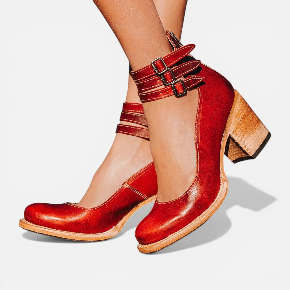 Women's Block Heel Buckle Strap Ankle Boots