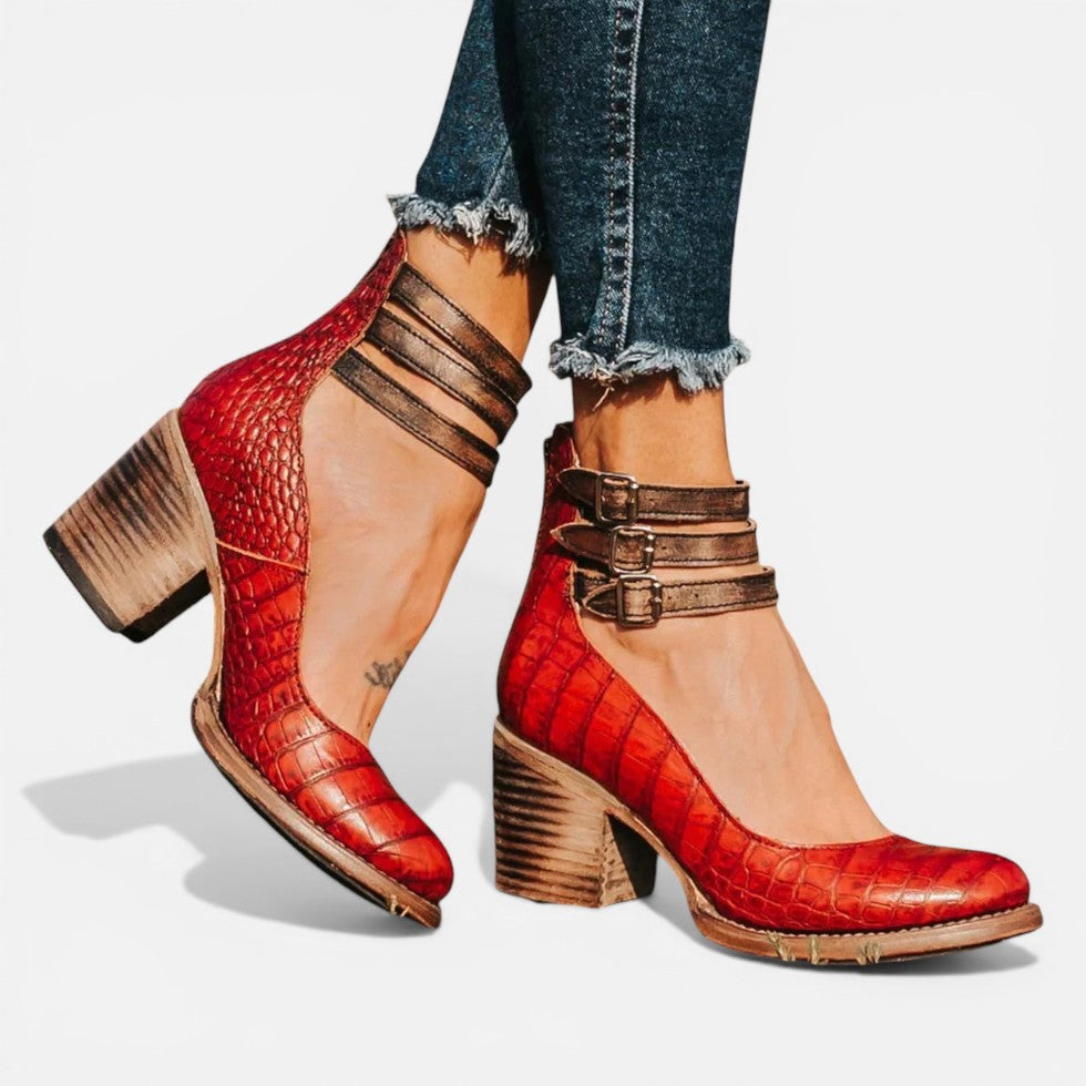 Women's Block Heel Buckle Strap Ankle Boots