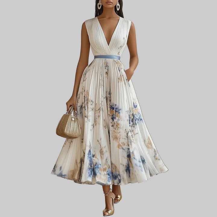 Women's Blue and White Floral Occasion Dress