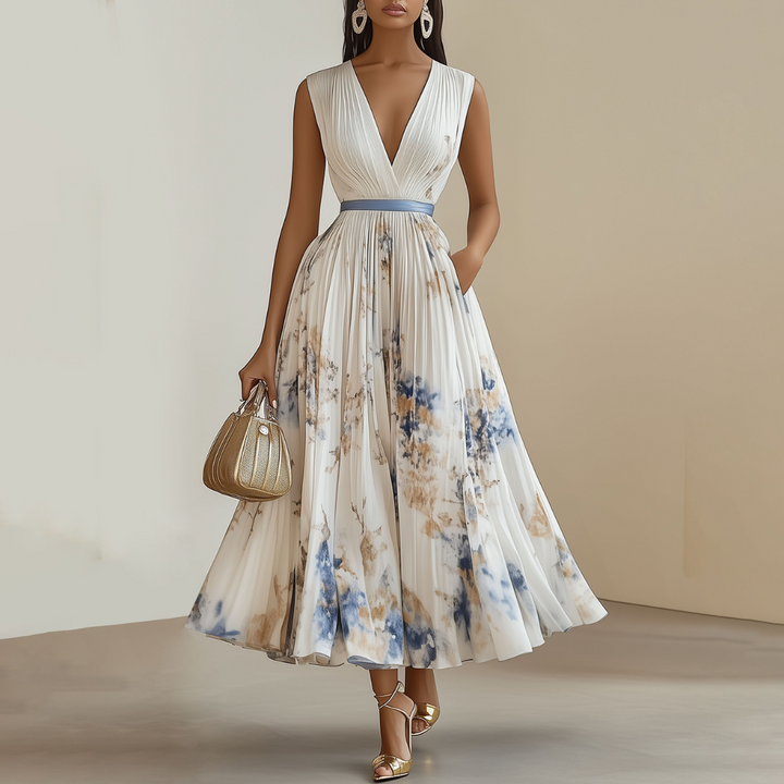 Women's Blue and White Floral Occasion Dress